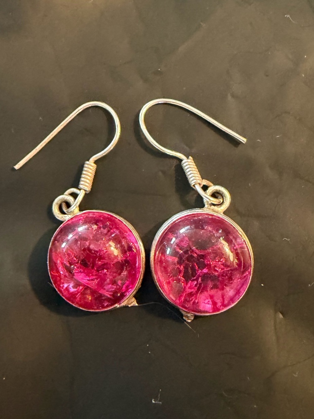 Pink Round  Drop Earrings 925 Sterling Silver